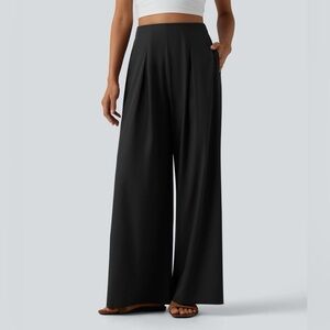 NWT Halara Softlyzero Airy Pleated Wide Leg Pants in Black size XL